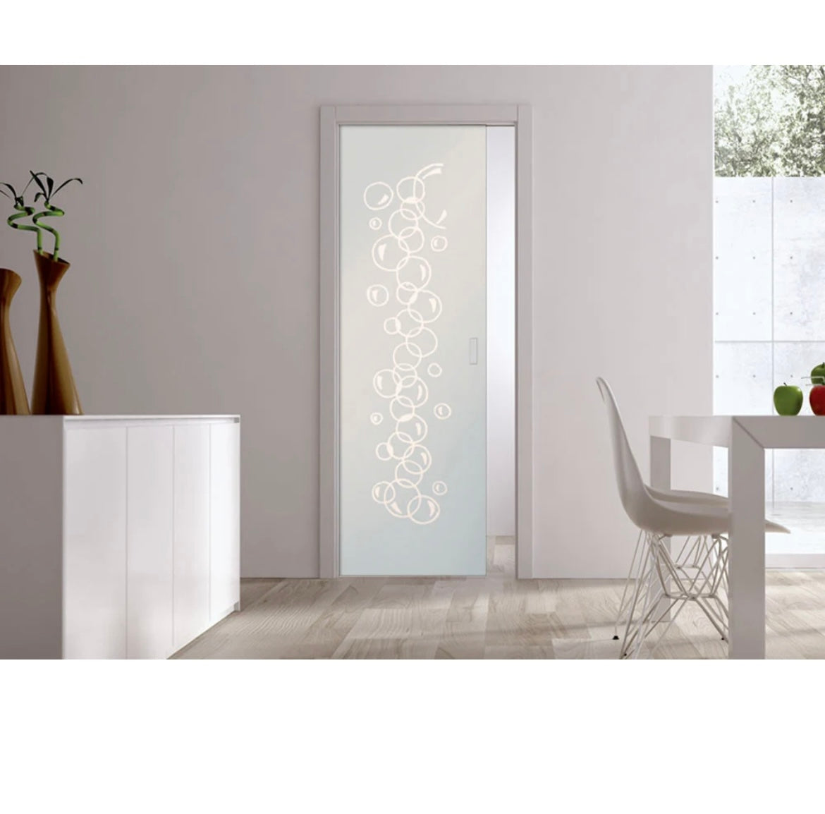 Classic 10mm Glass Pocket Door System Patterned BOLLE